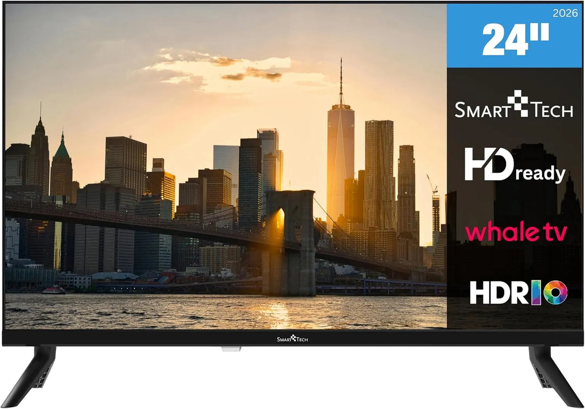 Smart Tech 24HH01V 24H01V, Přenosné televizory, TV 24 palců Smart TV HD-Ready Rozlišení a HDR, Černá, 01V, 60 cm