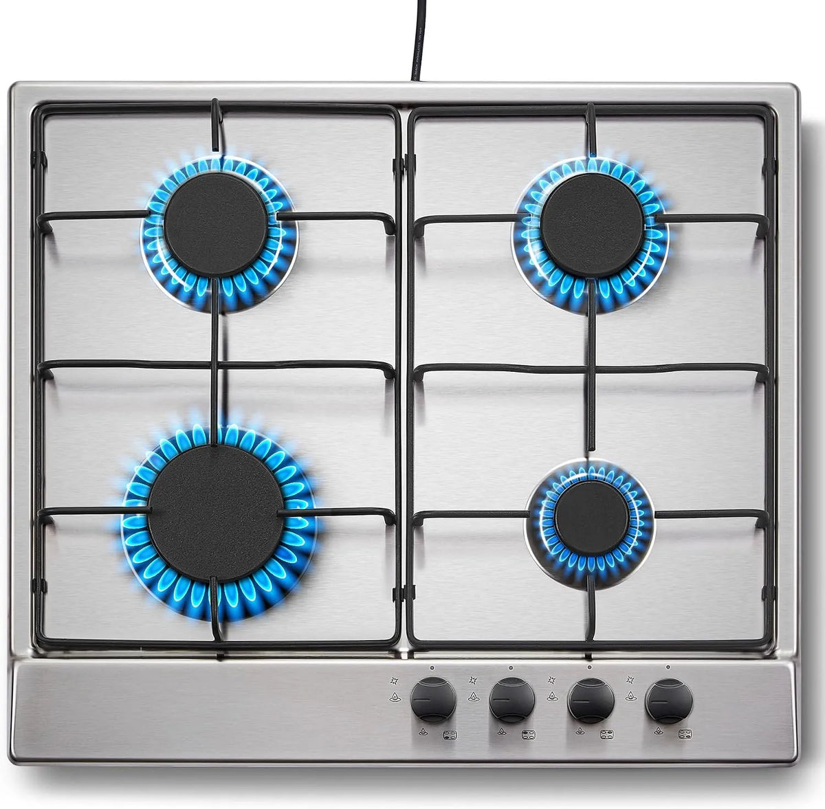 TopStrong, Varné desky, plynový kotel, nerezová plynová sporák s automatickou ochranou plamene, built- in, Stříbrná, 4 v, 7060 W, 2400W, 1880W