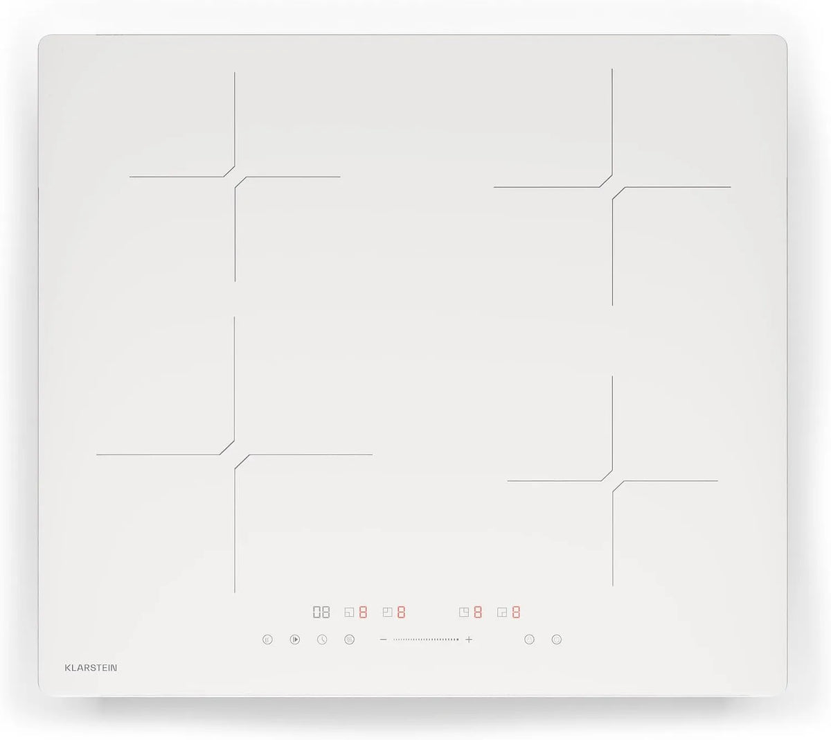 Klarstein 4-Zonen, Varné desky, PowerGlide indukční sporák - 4zónový indukční sporák, 7800 W výkon Boost, 9, Černá, 7800 W, 60 cm, 10 kg