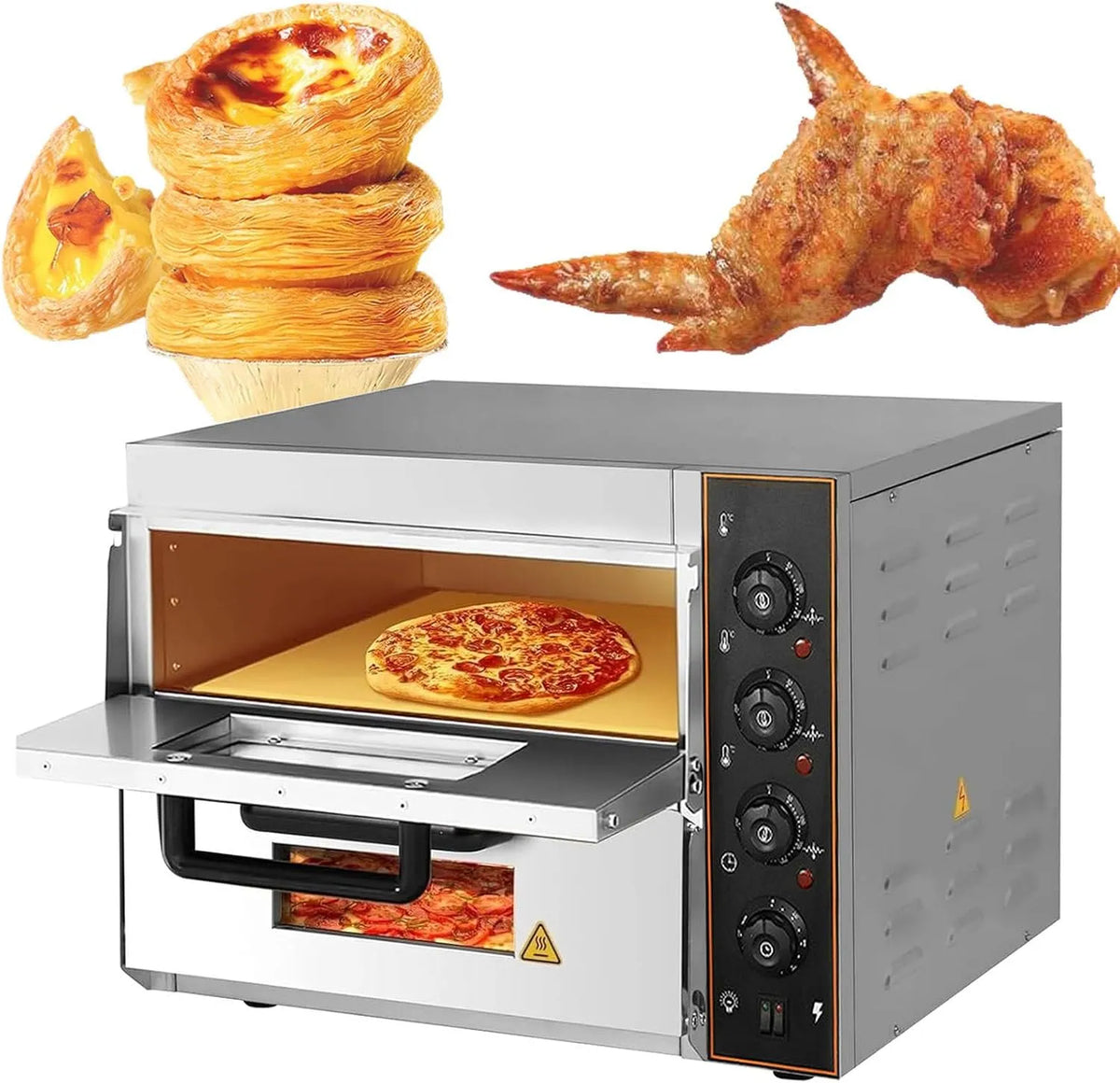 QFGain 3-Kw-Backautomat 3-kw, Komerční pece na pizzu, dvoupodlažní elektrická trouba, nerezová trouba 40 Cm s, Stříbrná, 40 Cm, 9 x 12 x 42, 9 cm