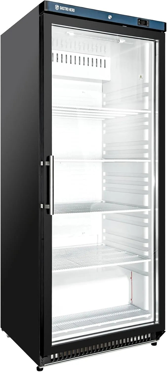 GastroHero, Chladničky, úložná lednička Eco 590 se skleněnými dveřmi pro gastronomii (562, litry), Bílá, 590 l, 775 x 720 x 1855 mm, 228 W