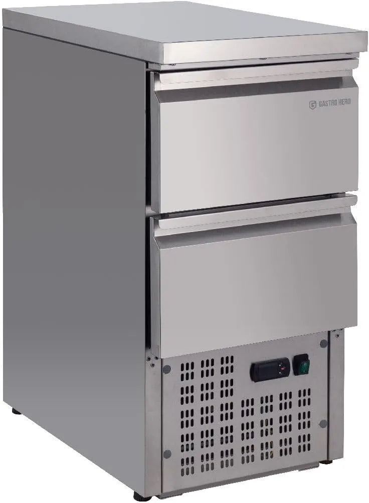 GastroHero SH451-2D, Chladicí stoly, Lednička, 100L, 2 zásuvky, nerezová ocel, Stříbrná, 2 l, 230 V, 100 mm