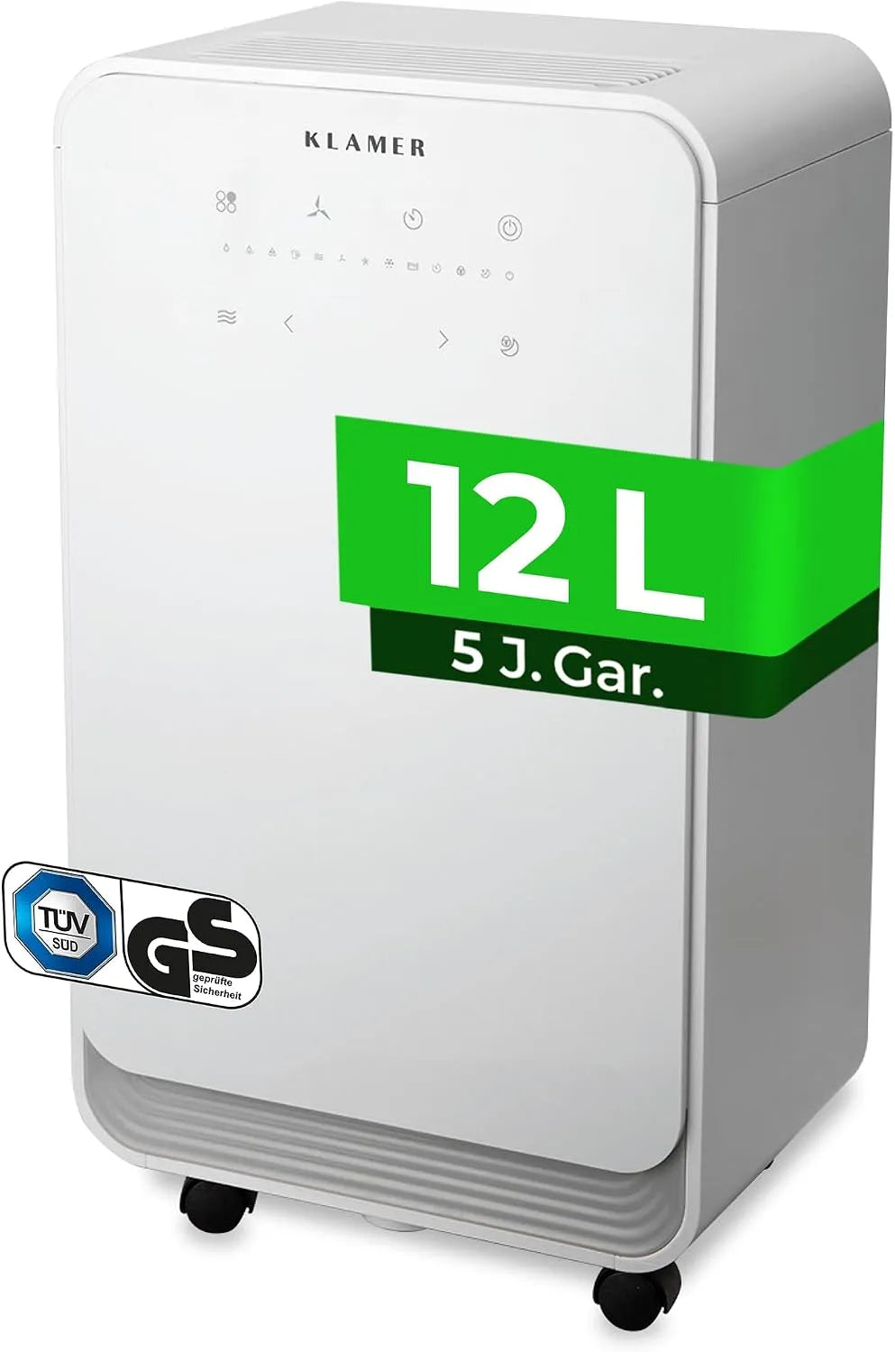 KLAMER, Odvlhčovače vzduchu, vzduchový odvlhčovač elektricky 12L s 280W pro plíseň a zápach, Bílá, 12L, 280W