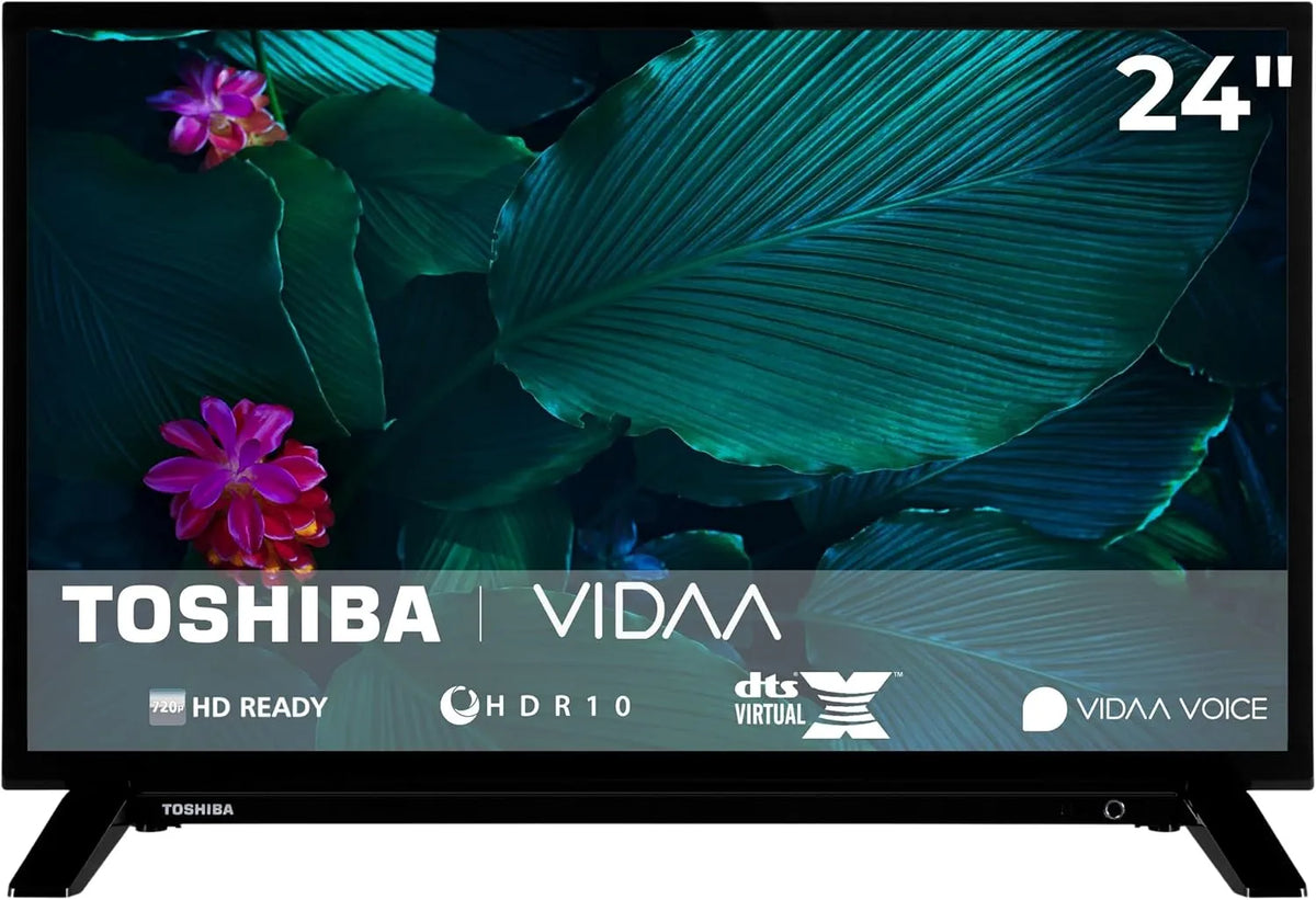 TOSHIBA 24WV2F63DAZ, Přenosné televizory, TV 24 palců VIDAA Smart TV s HD- ready rozlišením, Černá, 24W, 10 v, 60 cm