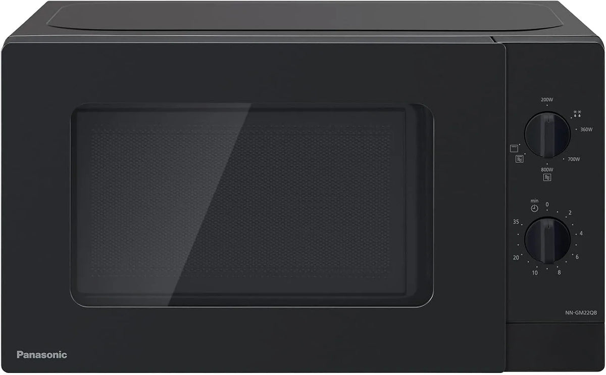 Panasonic NN-GM22QBEPG, Mikrovlnné trouby s grilem, NN- 20L Grill mikrovlnná trouba se skleněnou deskou a mřížkou, 800 W, 1000 W, Černá