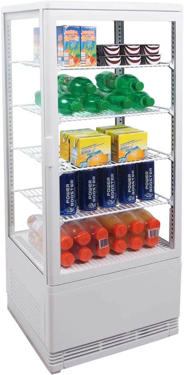 ZORRO 4-Seitig R600A, Chladicí vitríny, Chladné dortové pouzdro Gastro - 100 litrů - - 4bočné dvojité sklo, Bílá, 100 l, 4 v