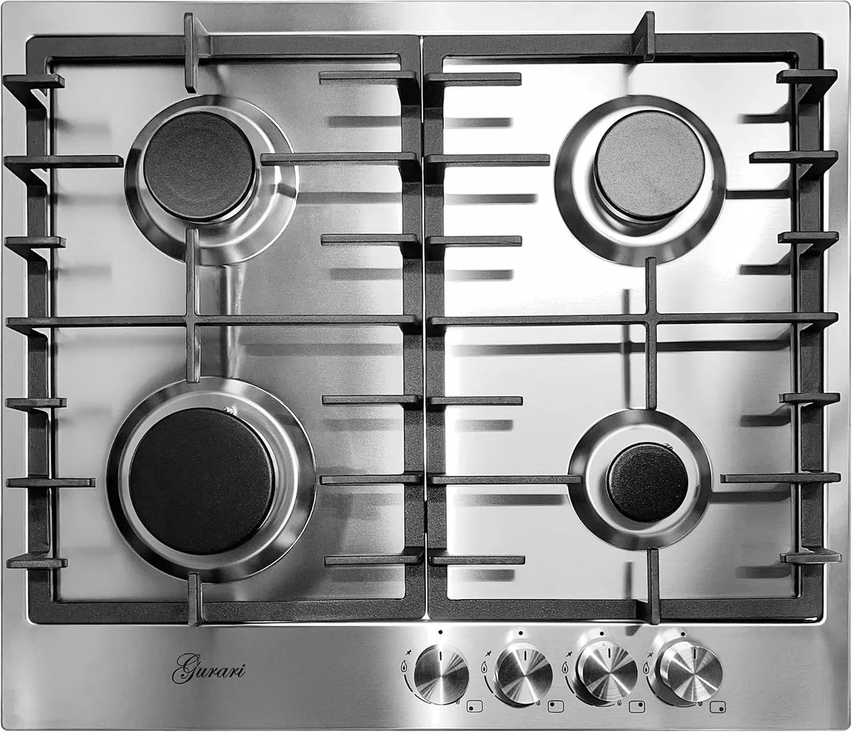 Gurari, Varné desky, GCH FB 604 plynová plotýnka 60 cm, nerezová ocel 4.0 KW WOK, 4 plynové hořáky, Stříbrná, 60 cm, 4.0 KW, 604 G, 604 v