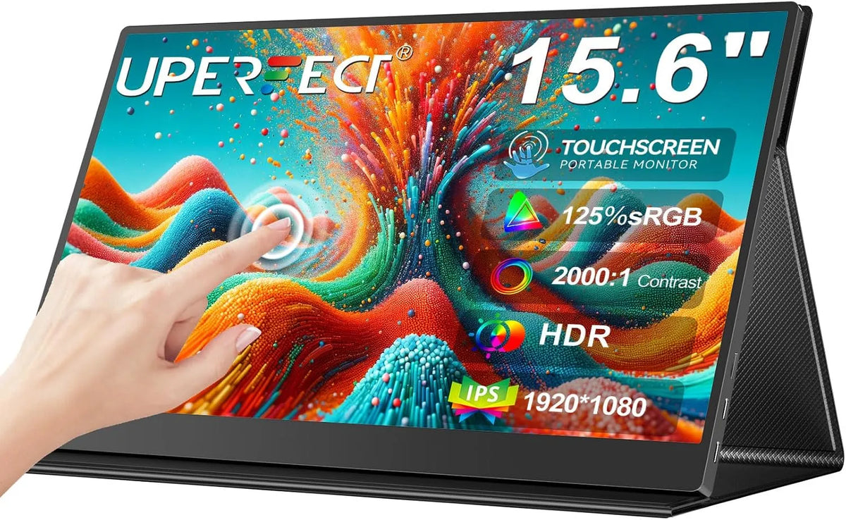 UPERFECT, Monitory, Přenosný monitor s UPERFEKT 15.6 '125% sRGB 2000: 1 kontrast Matt, Černá, 15.6 ', Full HD, 5, 8 mm, 640g