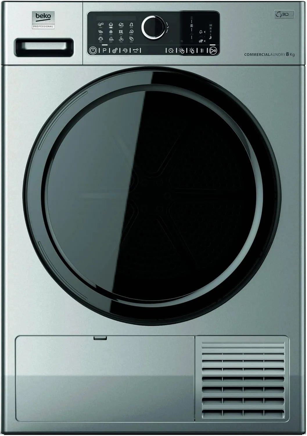 Beko Professional 8HPS/PRO 8HPS, Sušičky s tepelným čerpadlem, AWZ / PRO BP Vysoušeč tepla, nerez buben, stříbrná barva, 8 kg kapacita, 59.9 x