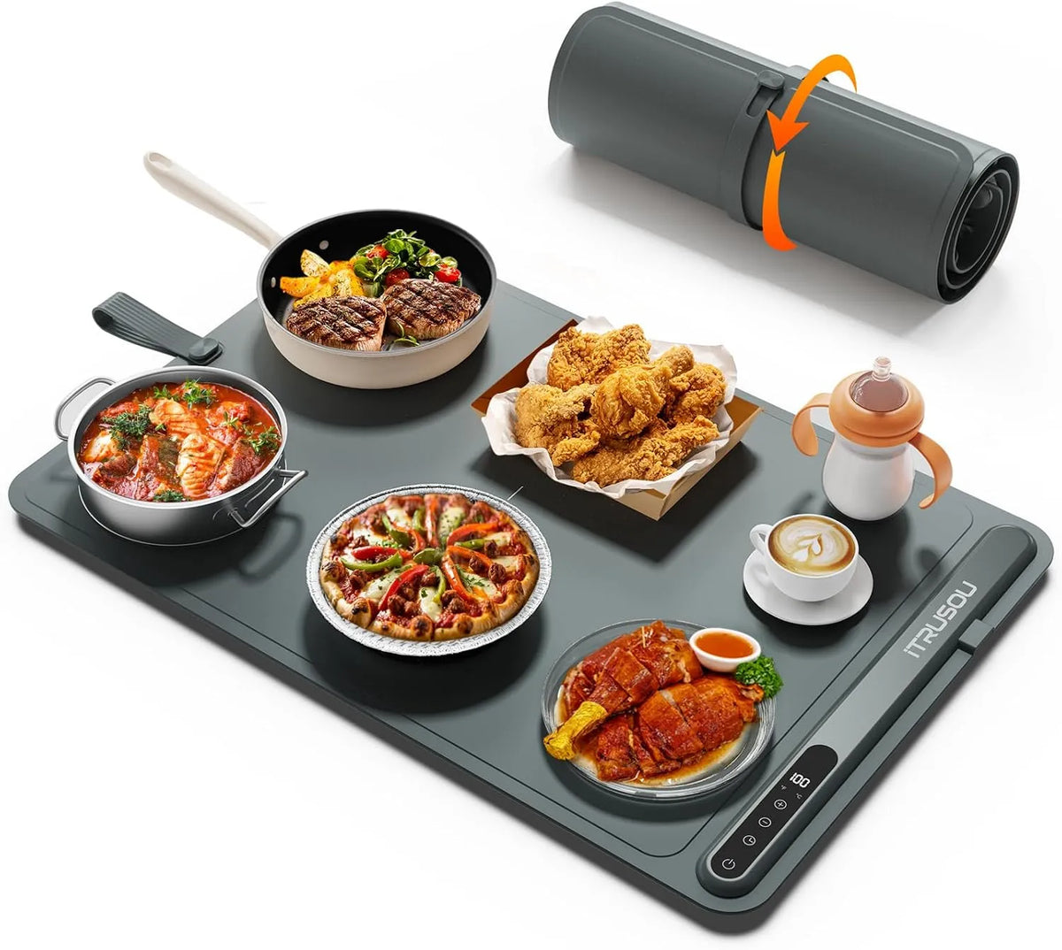itrusou, Horké desky, potravinářská deska, ohřívač potravin Full- povrchové topení nastavitelné, Černá, 1W, 3250W, 1V