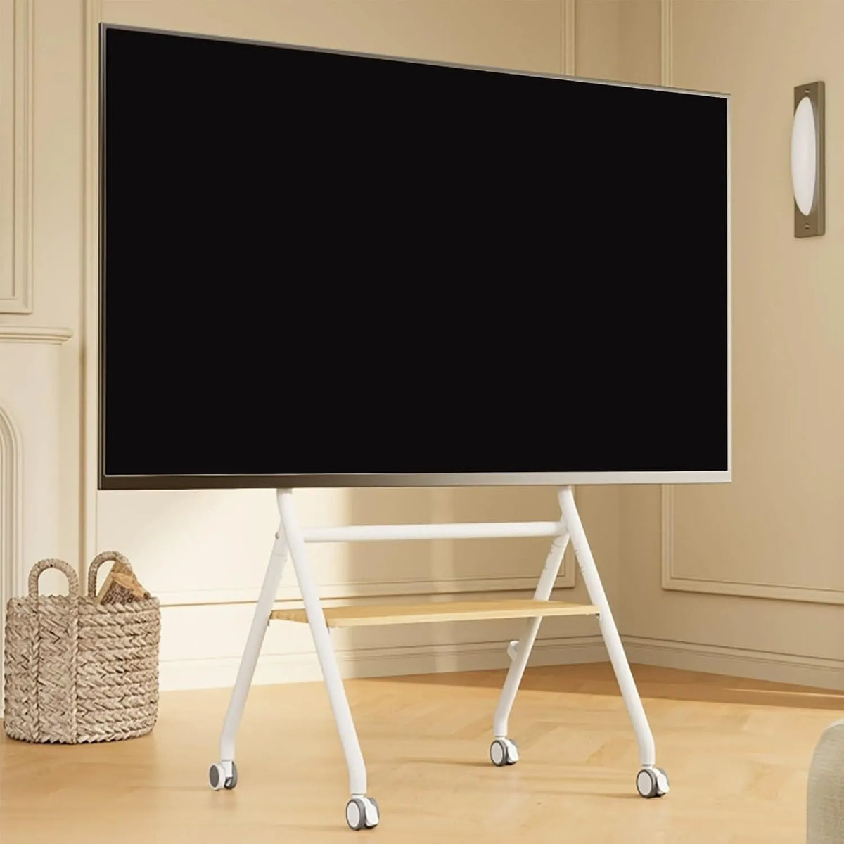 QUSYZD, Nástěnné a stropní držáky, mobilní TV stojan, kolové mobilní TV vozy s policemi, válcovny TV stojany pro, Černá, 80 kg, 200 × 200 mm