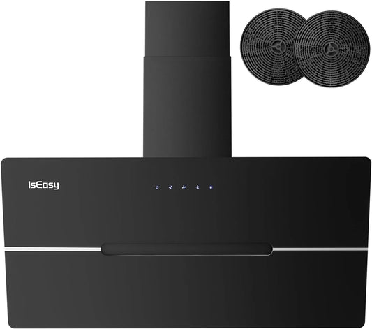IsEasy, Digestoře, vzdálenost kapoty 90 cm, rozsah kuželícího vzduchu 90 cm s 578 m3 / h Silný sací, Černá, 90 cm, 58 dB, 1, 5 W, 5v