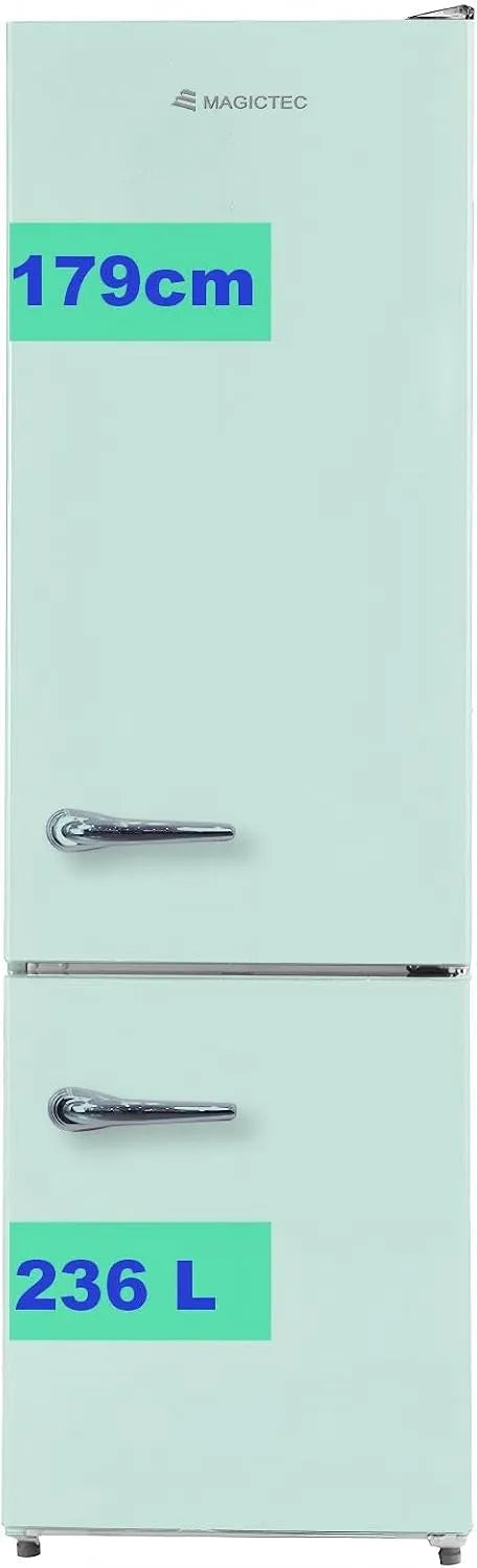 magictec 168L/68L, Kombinované chladničky s mrazákem, Retro Lednice s mrazákem Vintage 179cm, celkem No Frost Plus, 236L (168L / 68L, Bílá, 168L