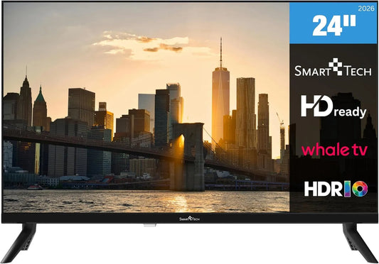 Smart Tech 24HH01V 24H01V, Přenosné televizory, TV 24 palců Smart TV HD-Ready Rozlišení a HDR, Černá, 01V, 60 cm