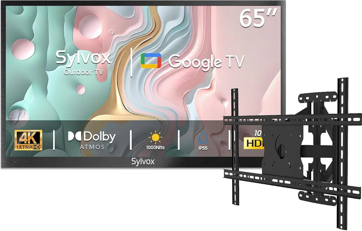 SYLVOX, Televizory, Venkovní TV s držákem na zeď, 65 palců Smart TV vodotěsný venkovní TV, 4K, Černá, 3840 x 2160