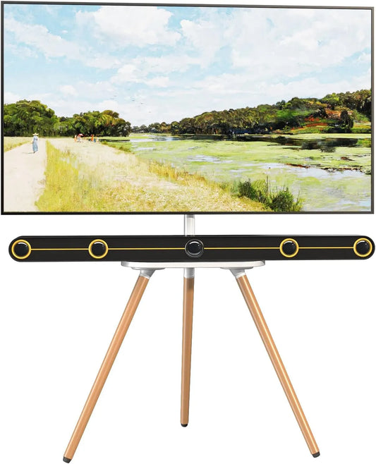 PUTORSEN, Stojanové nohy, Stojan na TV v easelu, TV stojan pro 43-65 palců, nastavitelný TV stojan s, Hnědá, 400x400mm, 35KG, 200x200, 300x200