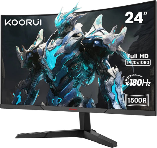 KOORUI 24E6CA, Monitory, 24 palců Gaming PC displej 180Hz MPRT 1ms, Černá, 180Hz, 100x100mm, 22.92cm, 42.45cm