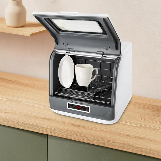 ACLICE, Stolní myčky nádobí, Stolní myčka 800W 3 programy, kompaktní mini myčka bez připojení k vodě, 360 °, Bílá, 800W, 5L, 45x45x43 cm, 55 dB