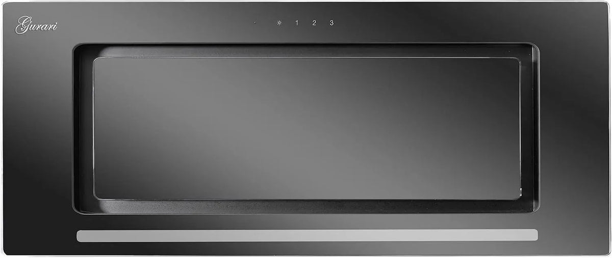 Gurari 1000m3, Nástěnné digestoře, stropní kapota GCH E 217 BL 90 Prime, budova v rozsahu 90 cm, v černém, skle, Černá, 90 cm, 6 w, 5v