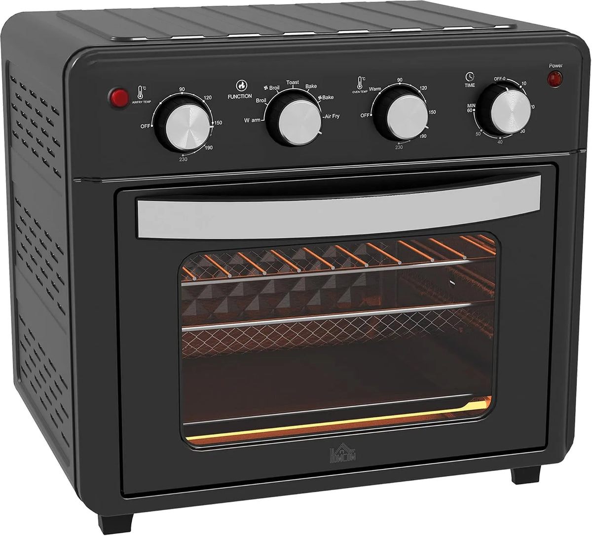 HOMCOM, Mini trouby, Mini trouba s cirkulujícím vzduchem 30 L 1600W 90-230 ° C 60 min. Timer Schwarz, Černá, 30 L, 1600W, 1, 5 kg, 43L