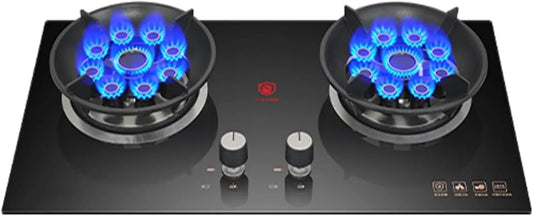 THEGA 2-Flammen-Gaskochfeld, Sety sporáku a trouby, plynový sporák, 5.2 KW plynový sporák - 2 plynové sporák, přenosný sporák, Černá, 5.2 KW