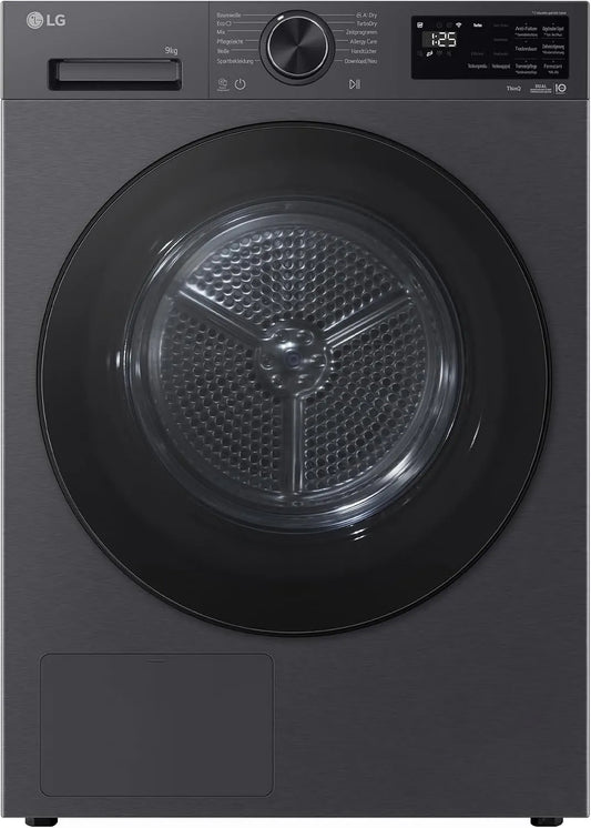 LG RT90X7B, Sušičky s tepelným čerpadlem, sušička (B, 9 kg) s technologií tepelného čerpadla (LED displej, samočisticí, Černá, 90X7, 9 kg