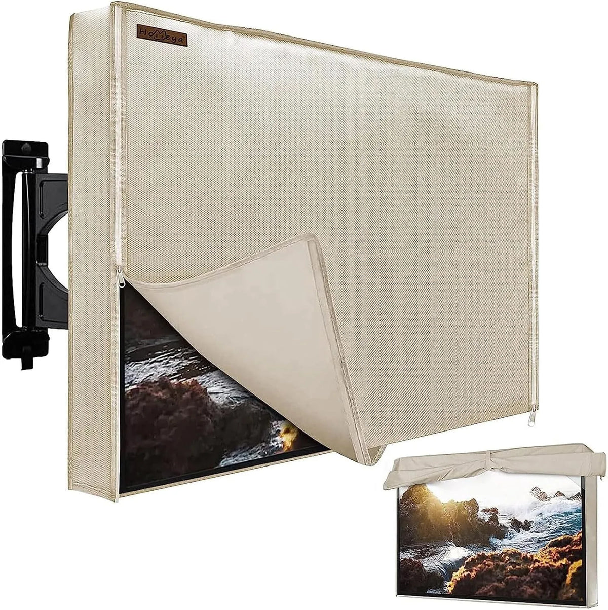 HOMEYA 600D, Ochranné prvky obrazovky TV, Venkovní TV kryt 80-85 palců, Těžké Duty vodotěsné & Weatherproof TV displej, Černá, 190 cm, 114 cm