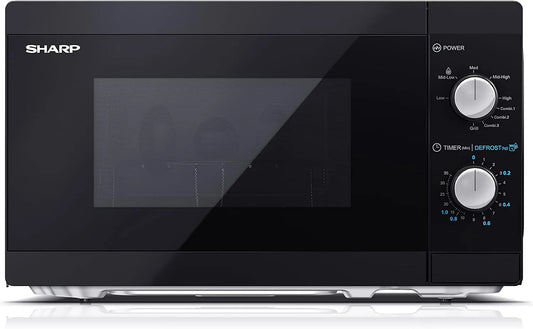 SHARP YC-MG01E-B, Mikrovlnné trouby s grilem, Ostrá mikrovlnná trouba s grilem 20L, 800W mikrovlnná energie, 1000W gril, ruční, Černá, 20L, 800W
