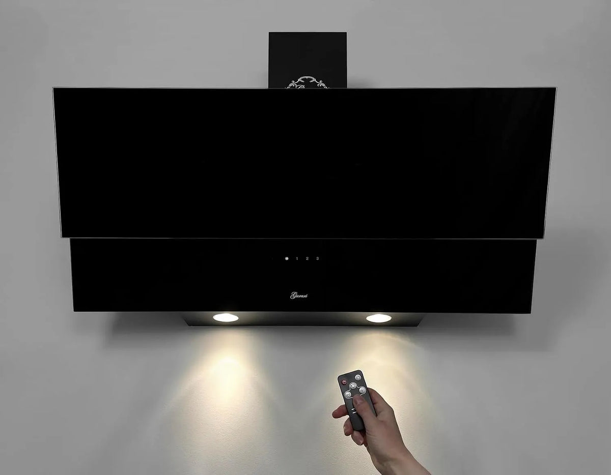 Gurari, Nástěnné digestoře, rozsah kapoty 80 cm GCH D 268 8 BL Prime bezhlavý kryt Černé sklo s dálkovým, Černá, 80 cm, 796 mm, 360 mm, 370 mm