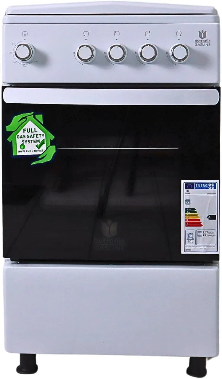 Gasline SHGG5050THT, Sporáky, 50cm Plynové sporák 50 cm plynová trouba s termostatem, Černá / stříbrná, 50cm, 2, 20 kW, 50 L, 5 mm