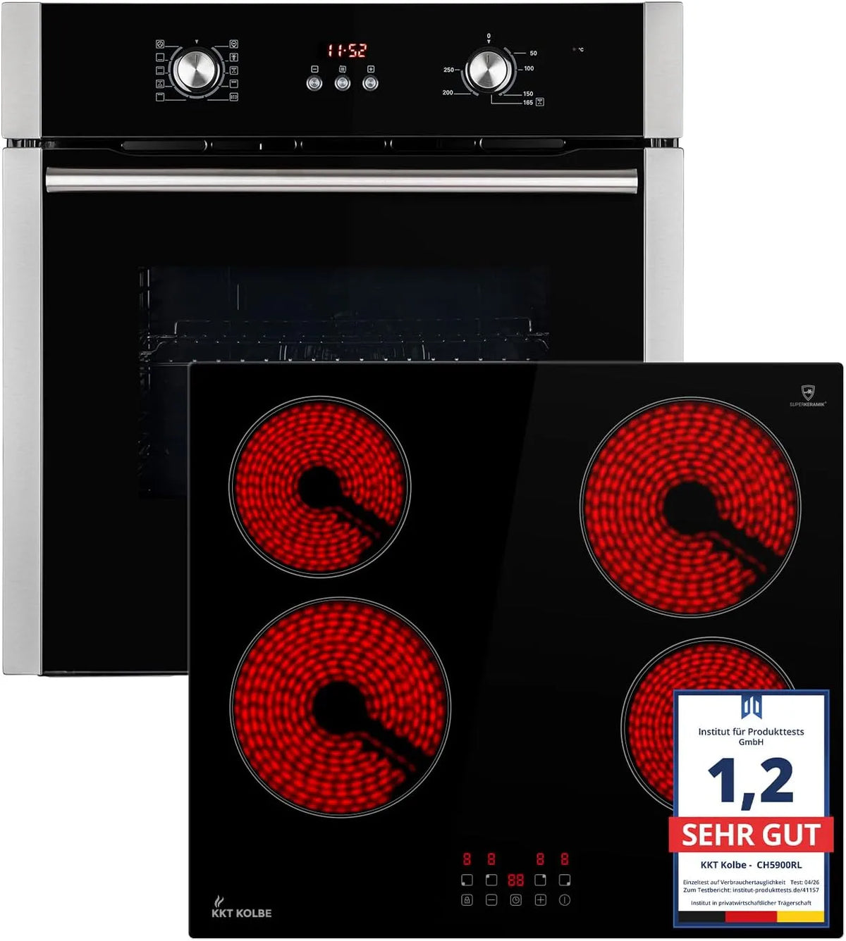 KKT KOLBE SET8805CH5900RL, Sety sporáku a trouby, Herdset, pecí a pecí, Černá, 59 cm, 60 cm, 6000 W, 2x 1200