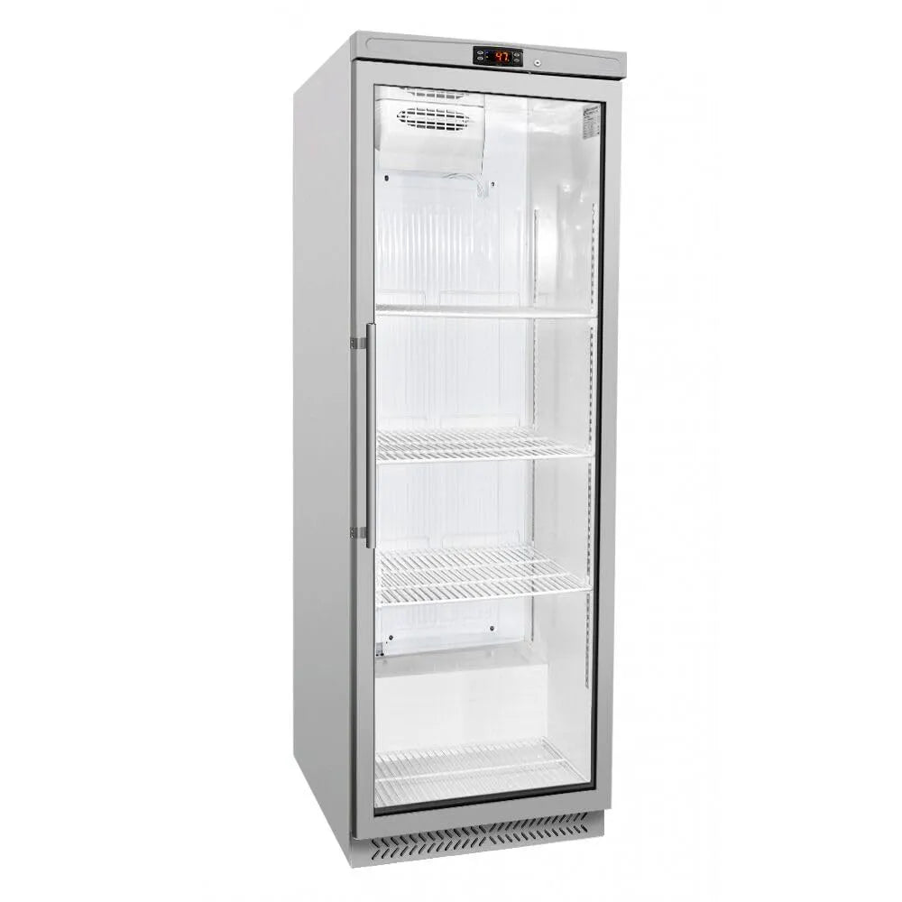 GGM Gastro, Kombinované chladničky s mrazákem, Storage Lednice ECO 400L s 1 skleněnými dveřmi, Bílá, 400L, 595 mm, 635 mm, 1, 840 mm