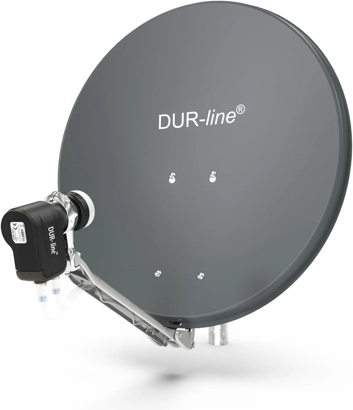 DUR-line DVB-S2 60cm/65cm, Kompletní satelitní zařízení, DUR- line 2 účastnická sada - Kvalitní hliníkový satelitní kompletní systém, antracit