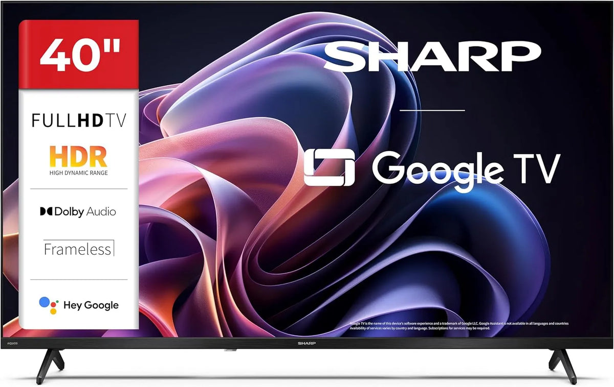 SHARP 40HF2265E HDR10, Přenosné televizory, 40 palců Full HD Google TV, 60Hz, Bluetooth, WLAN, 3X HDMI, 2X USB, Černá, Full HD