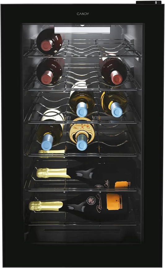 CANDY, Chladničky na víno a sekt, DiVino chladič vína, 21 lahví, bezplatná instalace, mechanické ovládání, LED, Průhledná, 21 l, 70 x 40 x 54