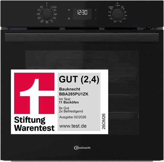 Bauknecht BBA285PU1ZK, Trouby, built- in trouba, 60 cm, 71 l vařicí komora, horkovzdušná trouba s 12 funkcemi, Černá / stříbrná, 71 l