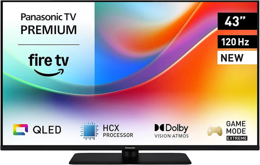 Panasonic TV-43W85BEZ W85B, Chytré televizory, Series, 43 palců, 4K Ultra HD QLED Smart TV, 2025, 120 Hz, Fire TV, Dolby Vision, Černá, 43W, 4K