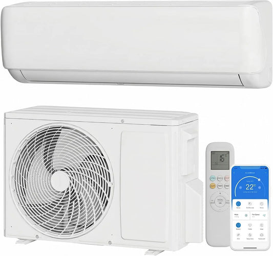 Thaookte 24h-Timer 110m2, Splitové klimatizace, Rozdělená klimatizace 12000 BTU, Rozdělená lednička s topením, R32 chlazení, Bílá, 12000 BTU