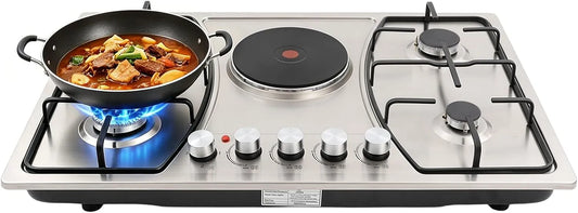 JUUTALK, Elektrické vařiče, Plynové sporáky, sporák, 5 nerezových hořáků, Černá, 1.0 kW, 2.75 kW, 1.75 kW, 2.0 kW
