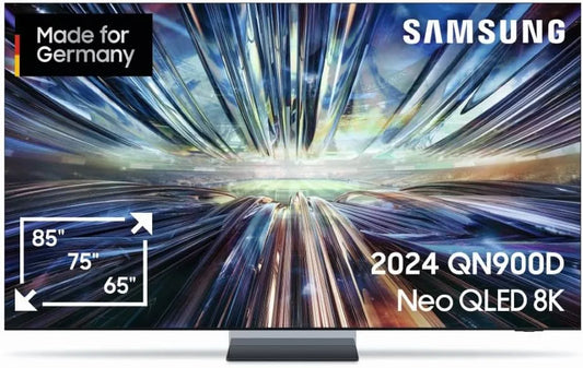 Samsung QN900D Gen3, Televizory, Neo QLED 8K TV 85 palců, Neo Quantum HDR 8K Pro, Neural Quantum AI procesor, AI, Černá, QLED, 8K, 1 v, 19 l