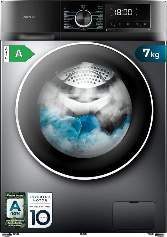 Cecotec, Pračky, Pračka 7 kg Bolero DressCode 7500 Inverter Steel A, Bílá, 7 kg