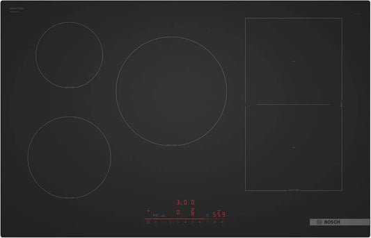 Bosch PVW81CHB1E, Varné desky, ova série 6 indukční plotýnka 80 cm, povrch podložky pro 5x méně škrábanců, Černá, 80 cm, 51 × 802 × 522 mm