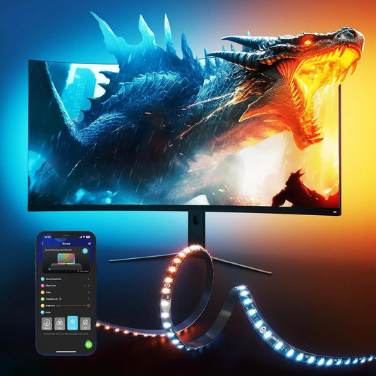 Govee, LED pásky, G1 herní monitor světlo, Smart RGBIC Wi-Fi LED podsvícení, Černá