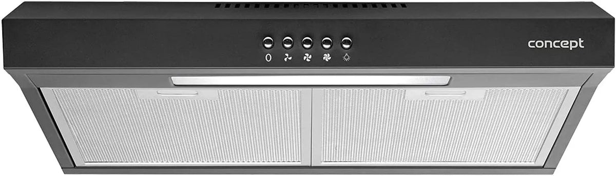 Concept OPP1250, Nástěnné digestoře, Koncept rozsah kapoty podskříň 50cm LED osvětlení 3 úrovně výkonu Max. Kapacita, Černá, 50cm, 82 mm, 60 dB