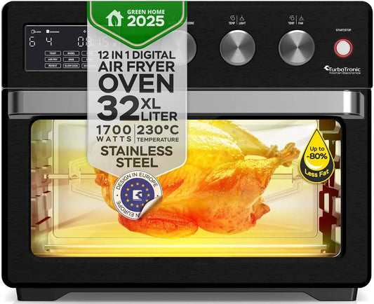 TurboTronic By Z-LINE, Mini trouBy, TurboTronic digitální horkovzdušná trouba - XXL 32 l s rotačním nůžky na kuře 5, Černá / stříbrná, 32 l, 34 l