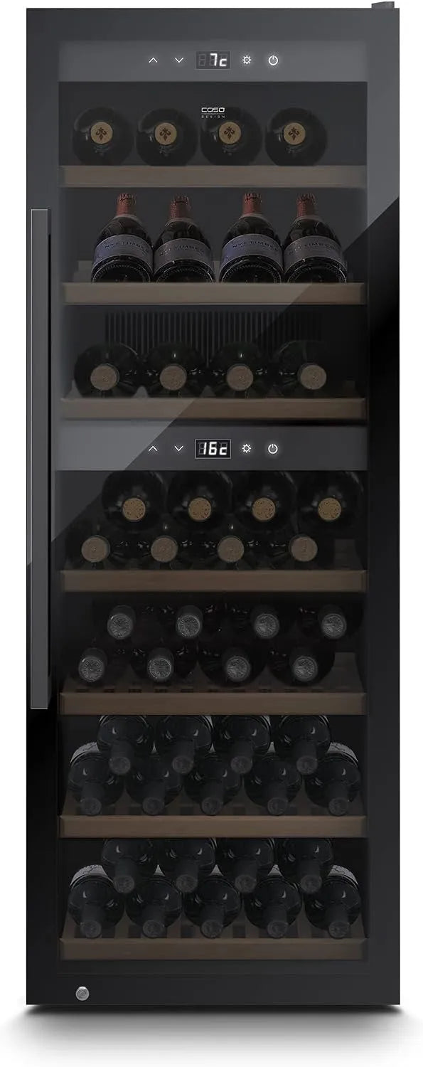 Caso, Chladničky na víno a sekt, WineExclusive 126 Smart - Design Wine Lednice pro až 126 lahví - Dvě samostatné, Černá, 126 l, 310 mm, 3v