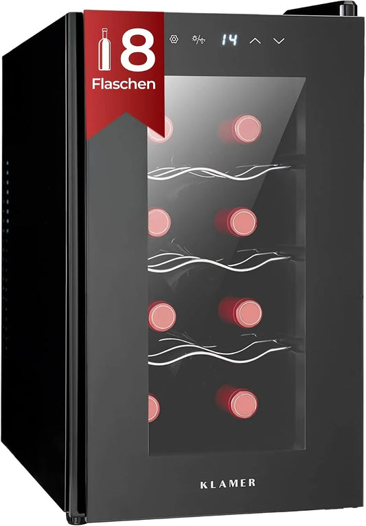KLAMER, Vinotéky, Chladicí box na víno 8 lahví, 21 L, 5-18 ° C, nízké vibrace, 35 dB, Černá, 8 l