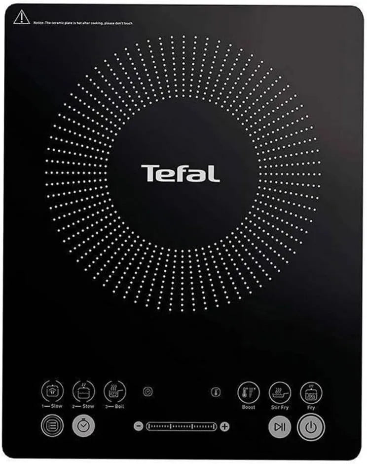 Tefal IH210801, Varné desky, induction spob, Everyday Slim, 45 mm tloušťka, 2100 W, přenosný, kompaktní, 6, Černá, 45 mm, 10 cm, 26 cm
