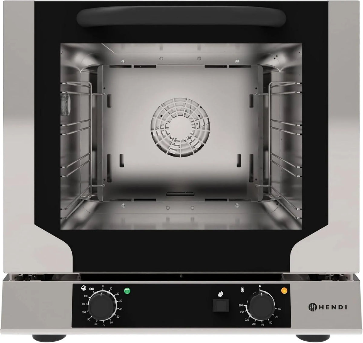 HENDI 230V/3200W 590x709x, Trouby, horkovzdušná trouba s párou, kompaktní, s 4x pečicími deskami, s 1 ventilátorem, Stříbrná, 230V, 3200W, 1 v