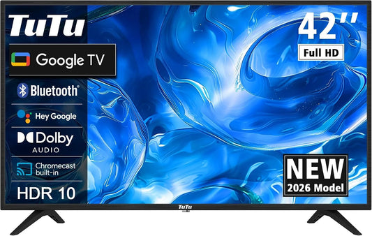 TuTu TUG42FD1, Televizory, TV 42 palců (107 cm), Full HD Smart TV s Bluetooth, Černá, 107 cm, Full HD, 45x1, 200x100